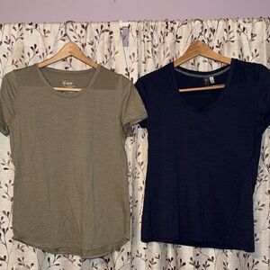 Women’s ibex Olive Green and Navy Short Sleeve Tees - Crew & V-Neck Pair